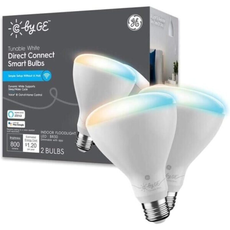 GE Lighting Tunable White Direct Connect Smart LED Flood Light Bulbs, 65W, 2-Pack