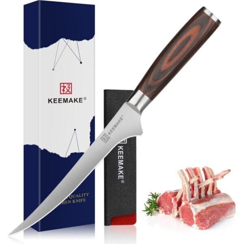 KEEMAKE Boning Knife 6 Inch - Sharp, Professional Meat Cutting Knife with Gift Box