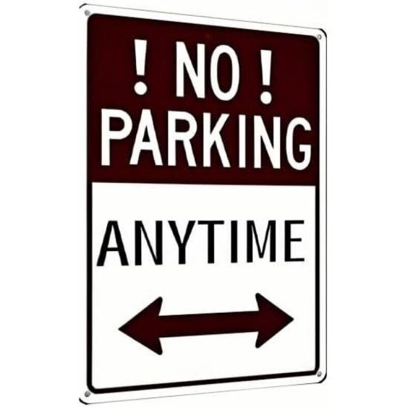 Durable 'No Parking Anytime' Sign with Arrow – Ideal for Driveways, Roads, and Garages