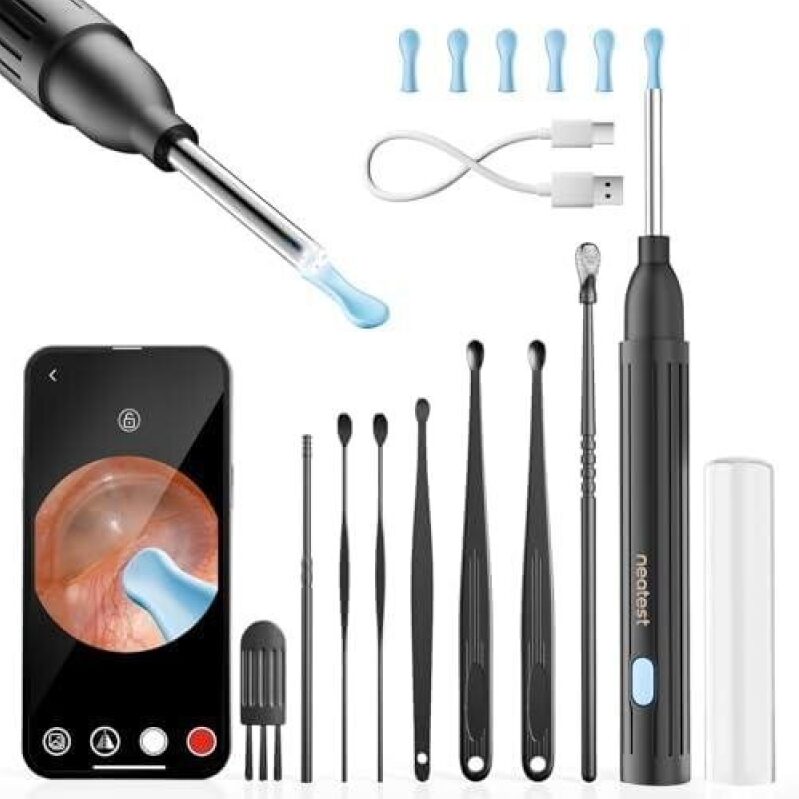 NEATEST Ear Cleaning Tool Kit: 1296P HD Ear Camera + 8 Ear Pick Kits