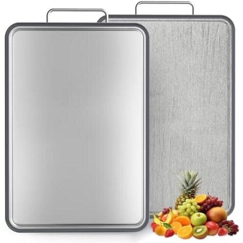 Double-Sided Non-Slip 17-Inch Stainless Steel Cutting Board