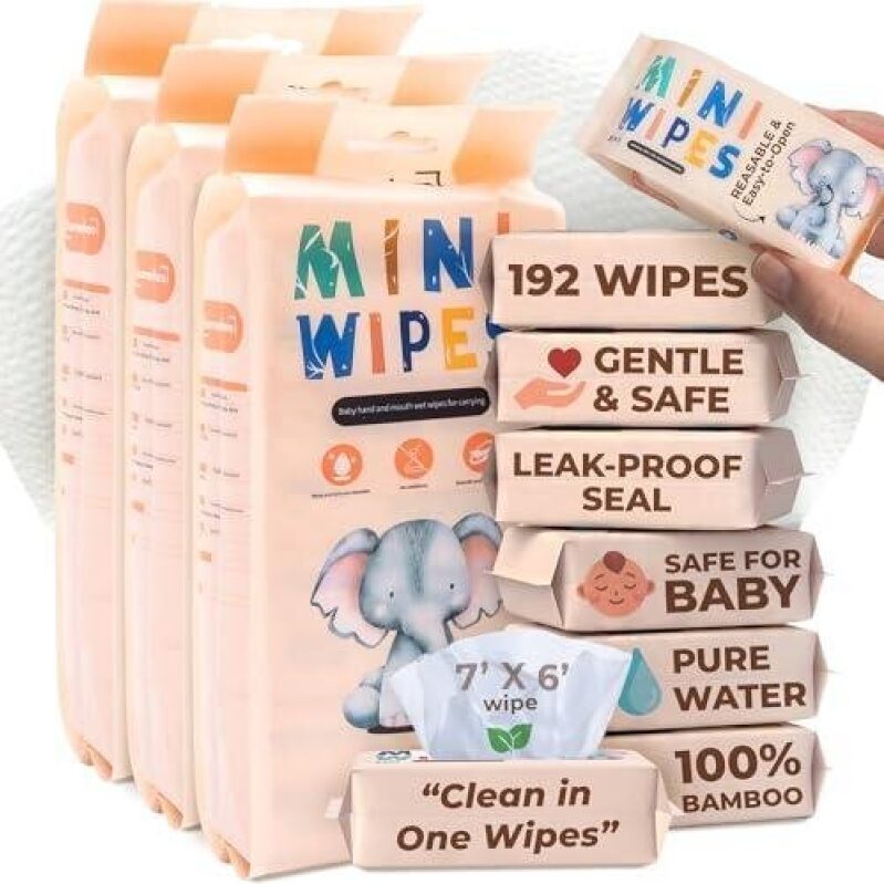 MINI WIPES - Unscented Bamboo Fiber Baby Wipes (24 Pack) - 35% OFF