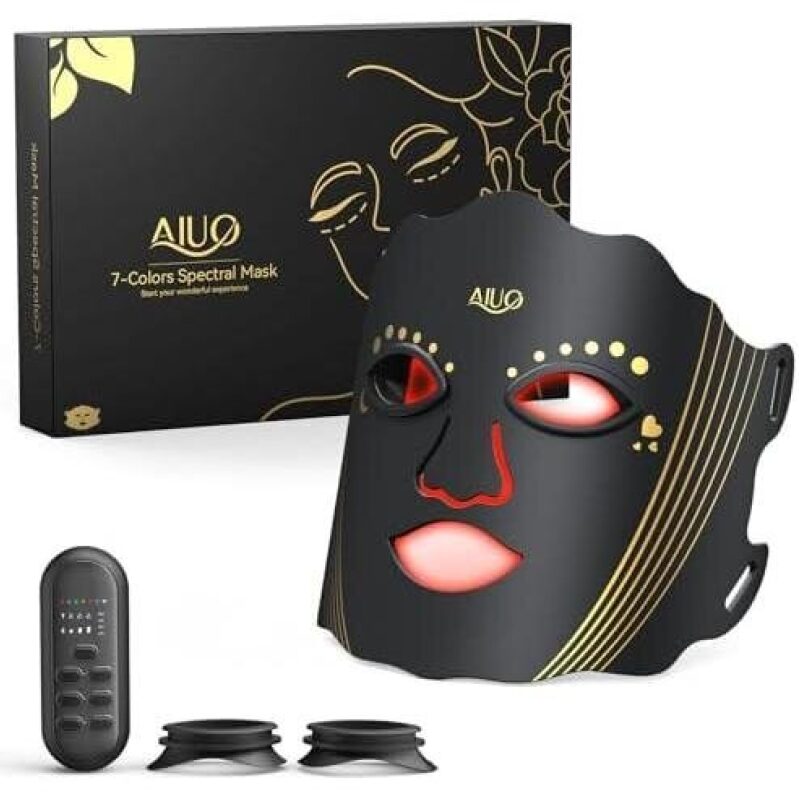 AIUO Home Red Light Beauty Mask - Rechargeable, Eye-Protecting, Timer