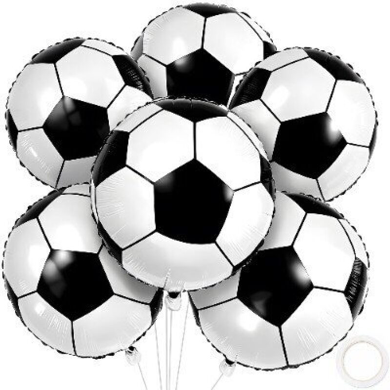 Set of 18-Inch Soccer Ball Foil Balloons for Sports Parties