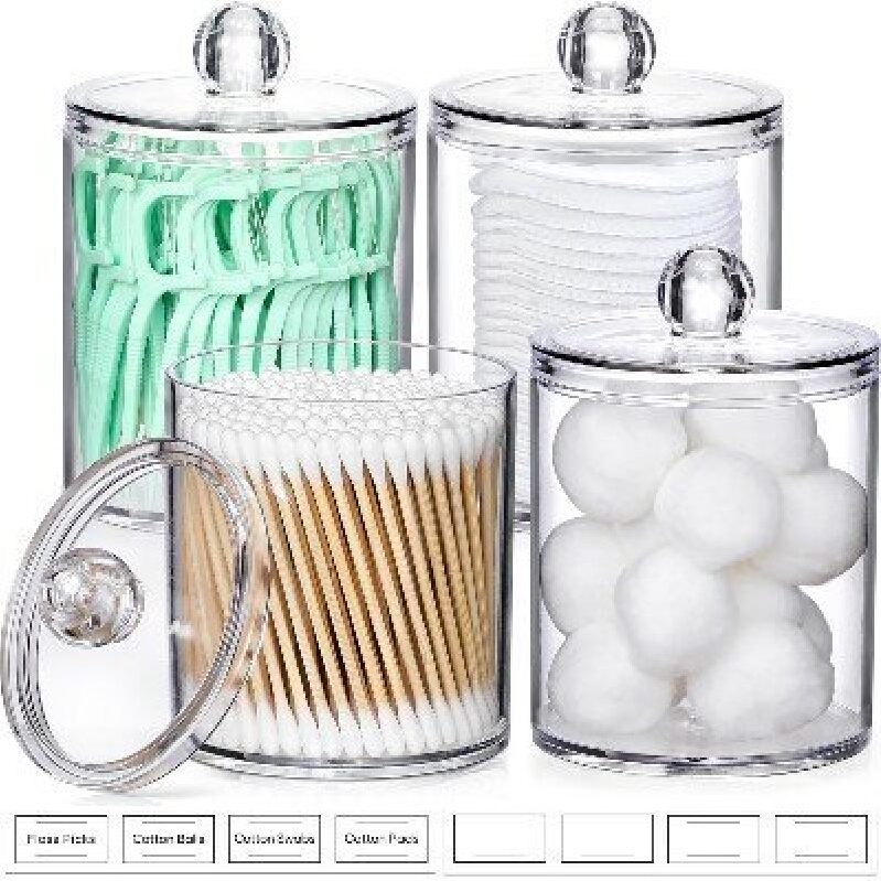 AOZITA Acrylic Storage Jars Set - Clear, Elegant, 4-Piece Organizer