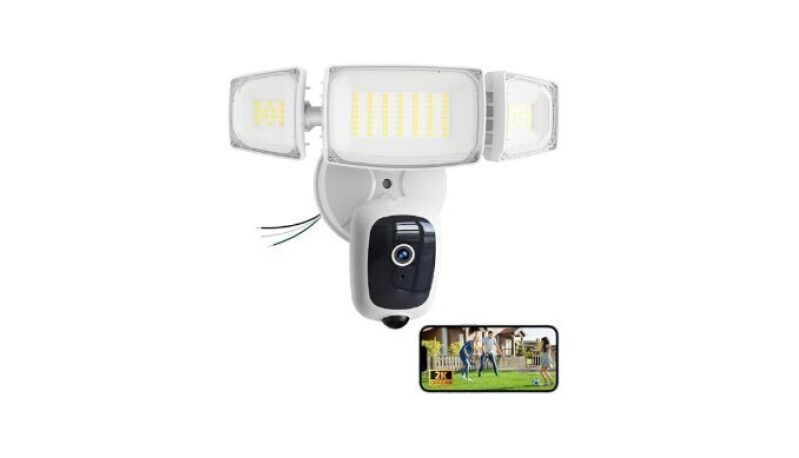 Olafus Floodlight Camera Outdoor – 2K QHD Security Cam with Motion-Activated Lights