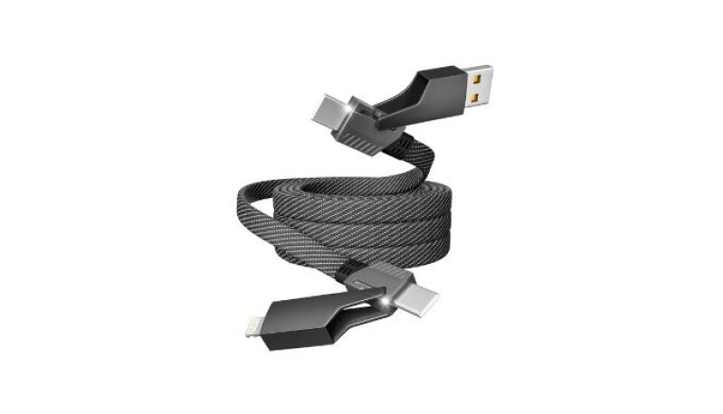 4-in-1 USB Charging Cable 65W - Fast Charger for iPhone, iPad, MacBook, and More