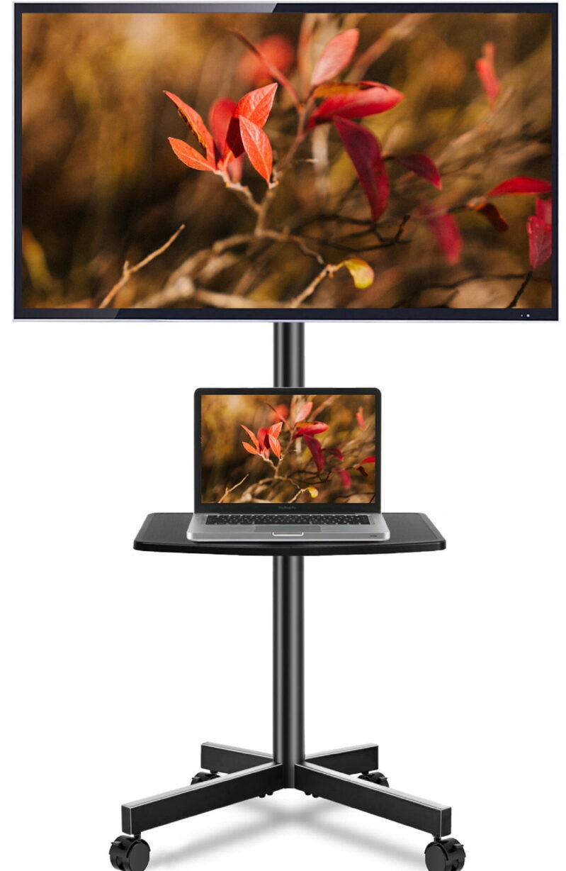 Versatile Rolling TV Stand for 32 to 65 Inch TVs - Mobile TV Cart with Adjustable Tilt