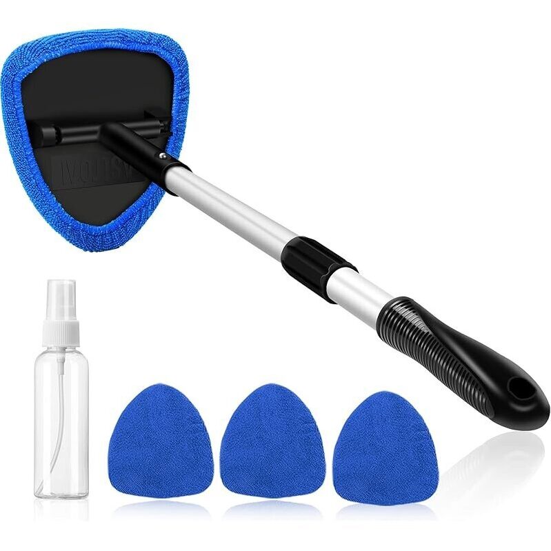 AstroAI Windshield Cleaner Tool with 4 Microfiber Pads - Premium Car Cleaning Solution