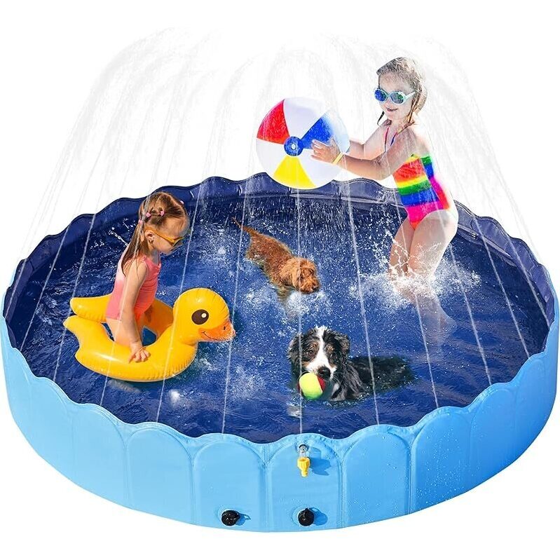 Foldable Dog Bath Pool with Sprinkler - Perfect for Summer Fun