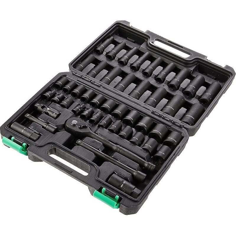 Amazon Basics 46-Piece 3/8-Inch Drive 6 & 12 Point Socket Set with Storage Case