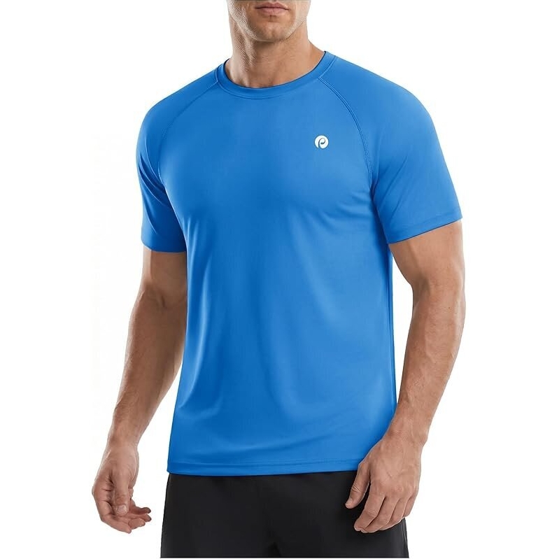 Pinspark Men's UPF 50+ Quick Dry Athletic Workout Shirt - Blue