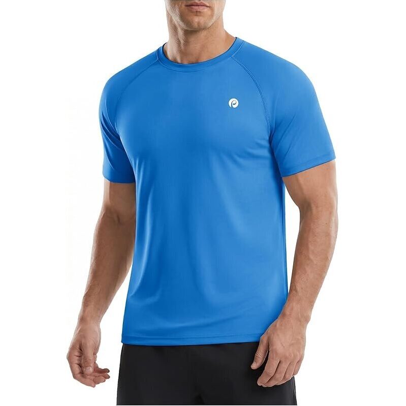 Pinspark Men's UPF 50+ Quick Dry Athletic Workout Shirt - Blue