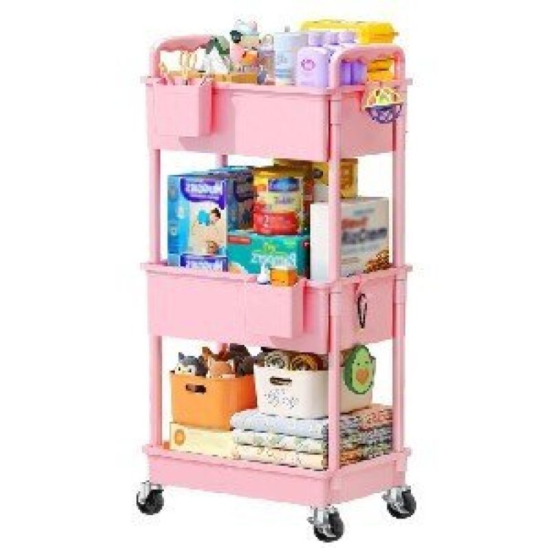 Three-Tier Baby Diaper Storage Cart for Organized Nursery