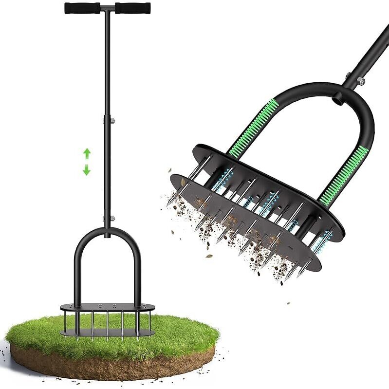 Manual Lawn Aerator with Padded T-Handle for Efficient Lawn Care