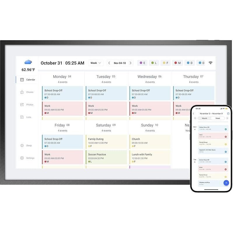 Loofi C-2 10.1-in Touchscreen Smart Digital Calendar - Syncs w/Google