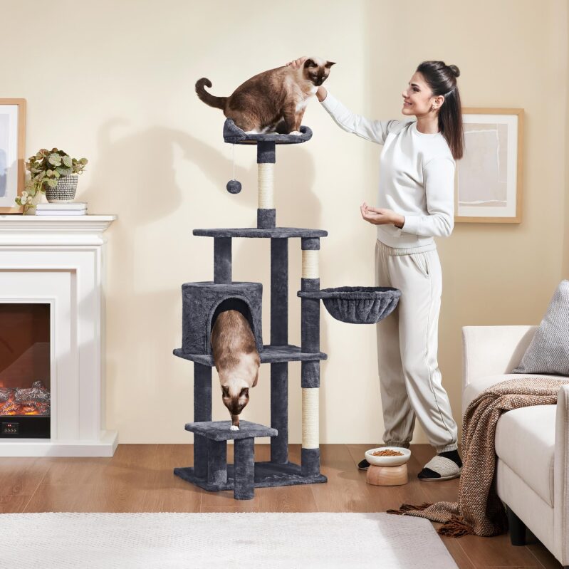 57in Multi-Level Cat Tree Tower - Perfect for Cat Enrichment