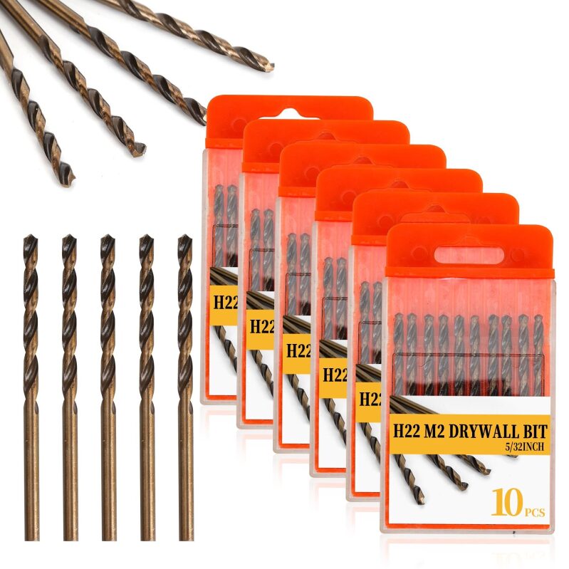 Drywall Cut Out Bit 5/32 | 1/8 inch, HSS M2 High-Speed Steel Drywall Guidepoint Cutting Bits, Drywall Tools Used with Spiral Saw (60, 5/32 inch)