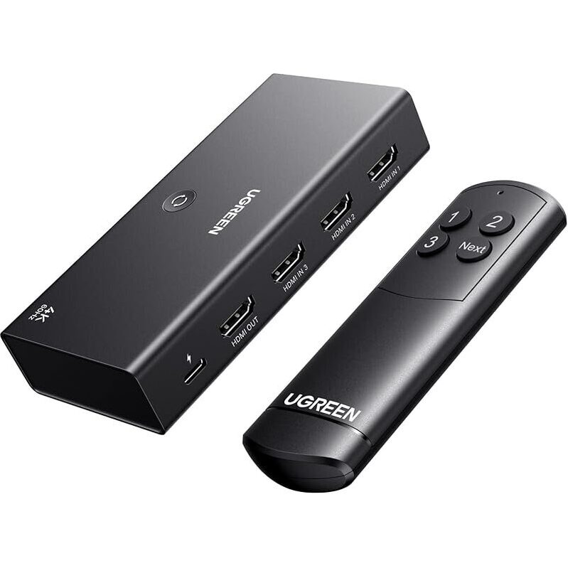 UGREEN HDMI Switch 3 in 1 Out 4K@60Hz HDMI Splitter with Remote