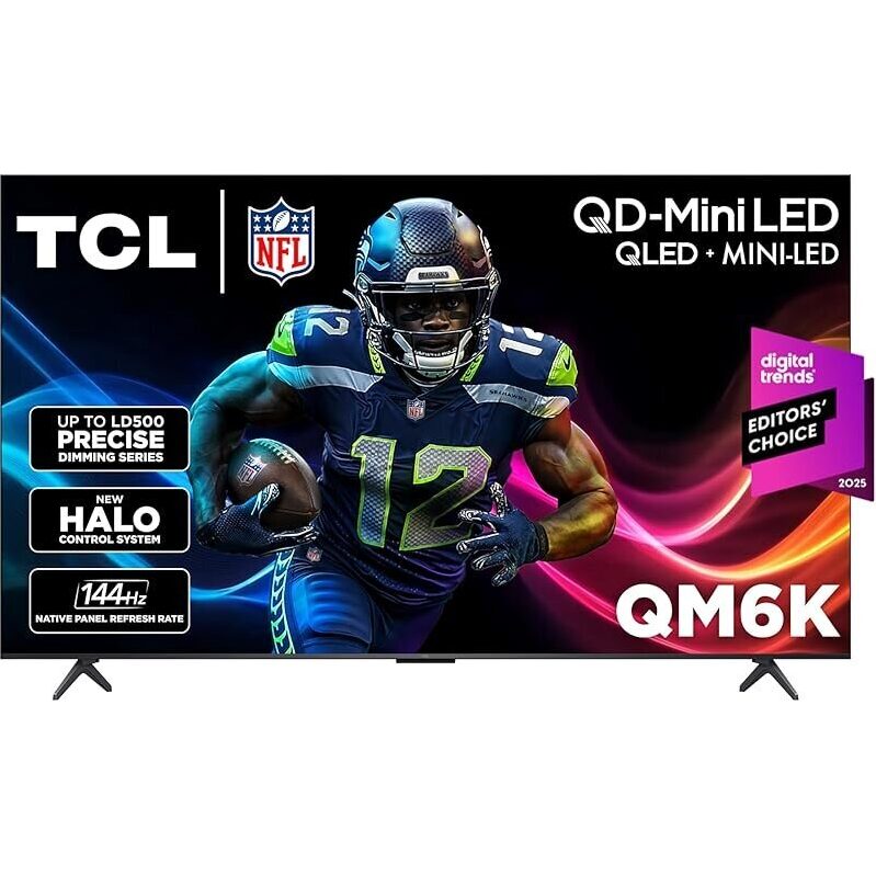 TCL 75QM6K 75-Inch QD-Mini LED 4K UHD Google Smart TV - Superior Contrast and Motion
