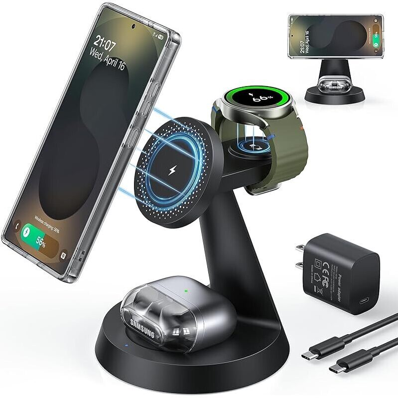 3-in-1 Magnetic Wireless Charger for Samsung Devices - Efficient and Smart Charging