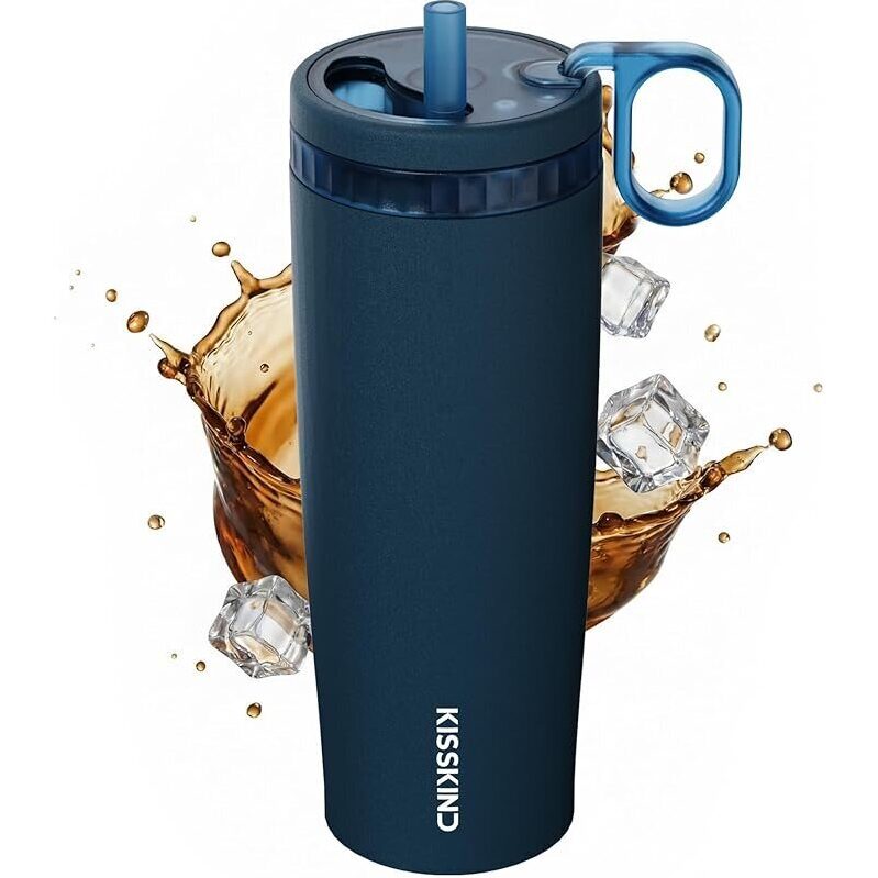 Kisskind 20oz Iced Coffee Tumbler with Hidden Straw - Perfect for Urban Commuters