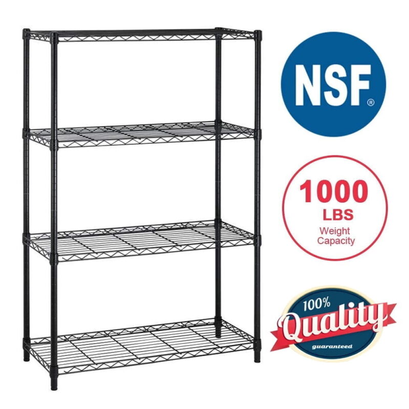 BestOffice 4 Shelf Wire Shelving Unit - Garage NSF Wire Shelf