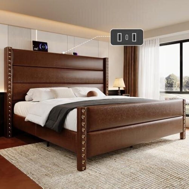 Spacious Storage Bed Frame with Charging Station - 40% Discount