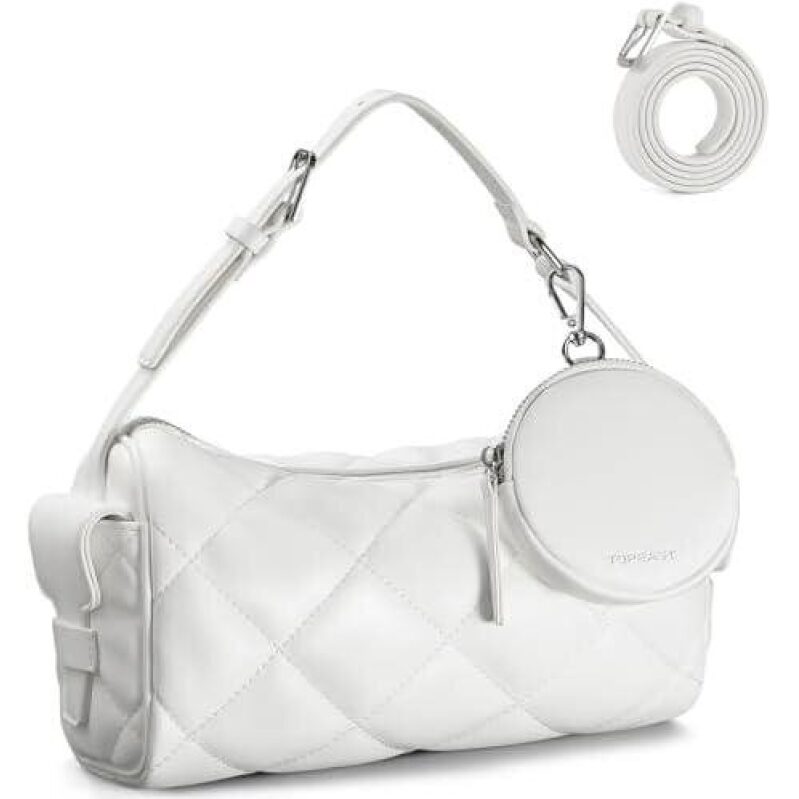 Elegant White Quilted Crossbody Bag with Adjustable Strap - 50% OFF