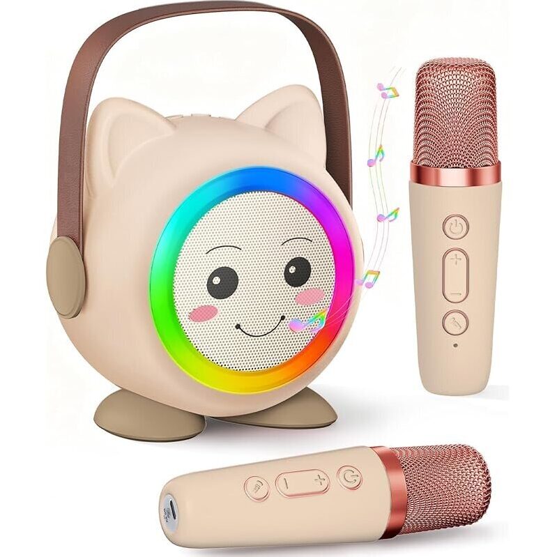 Aadmd Mini Karaoke Machine Toy with 2 Wireless Microphones