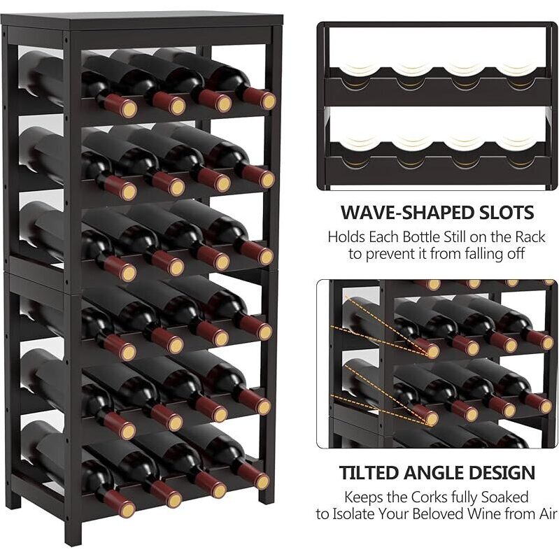 24-Bottle Wine Rack - Freestanding Floor 6 Tier
