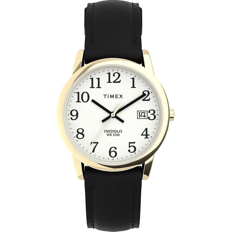 Timex T2H291 Mens Easy Reader Watch - Clear Dial & Leather Strap
