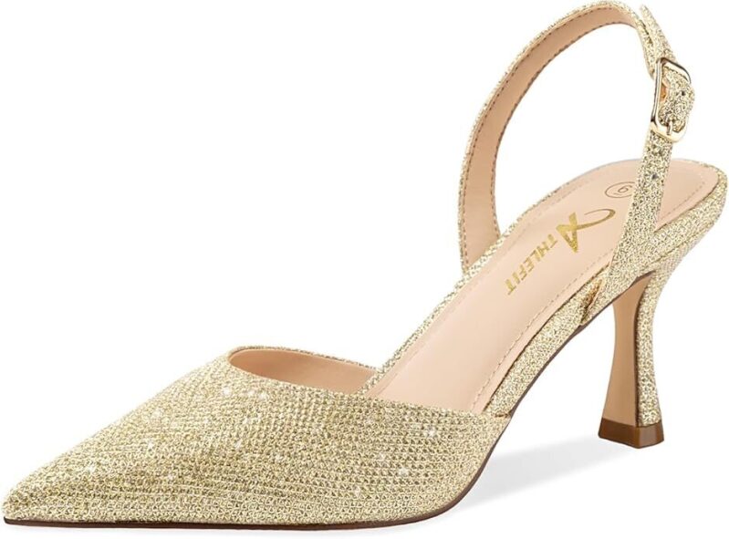 Athelite Glitter Pointed Toe Low Heels for Women - Affordable Luxury