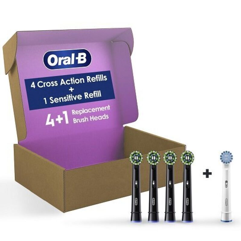 Oral-B Cross Action Toothbrush Heads, 5 Pack - 4 Black + 1 White, Now Only $25.77 After Coupon