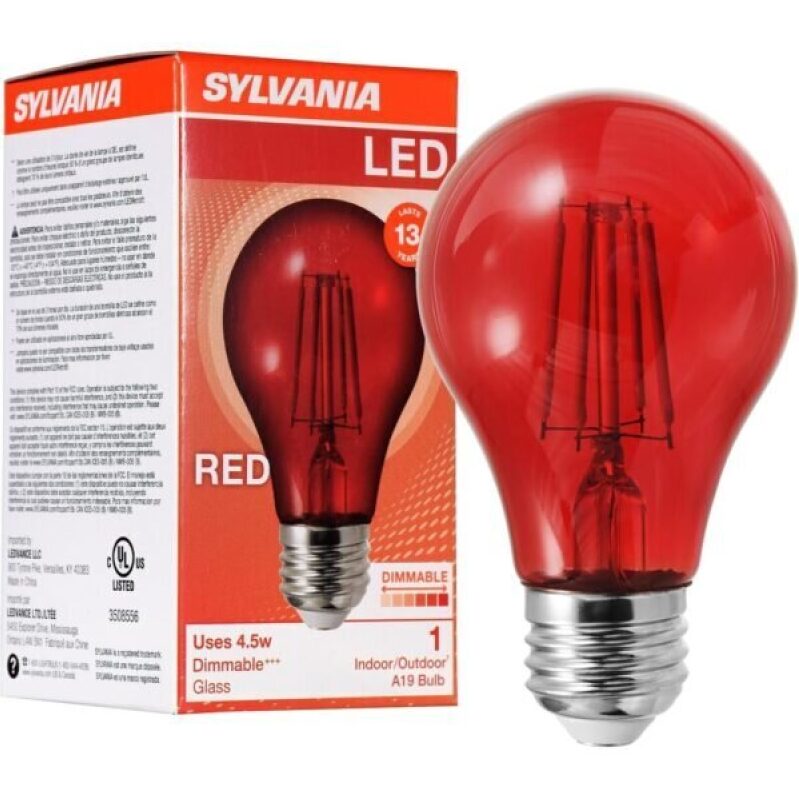 Sylvania LED Red Glass Filament A19 Bulb - Dimmable & Long-lasting