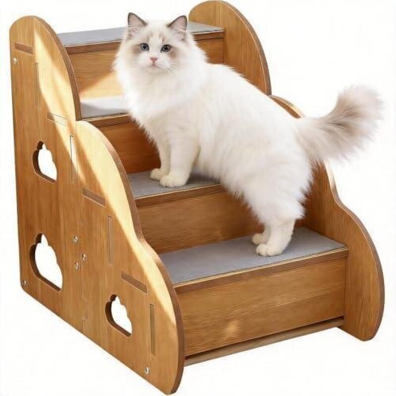 Affordable Bamboo Pet Stairs for Cats & Dogs
