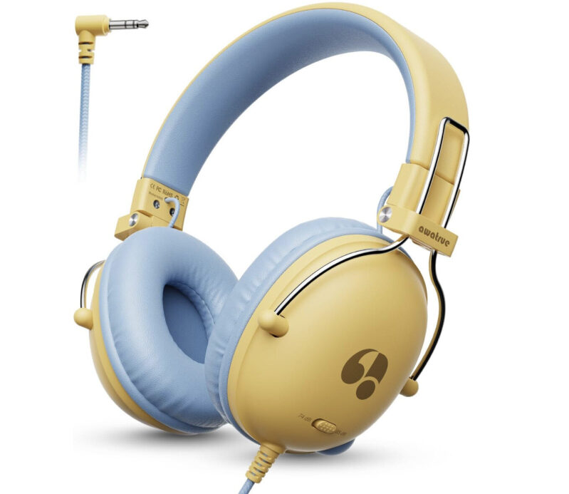 Affordable Kids Headphones with Volume Control - Blue and Yellow