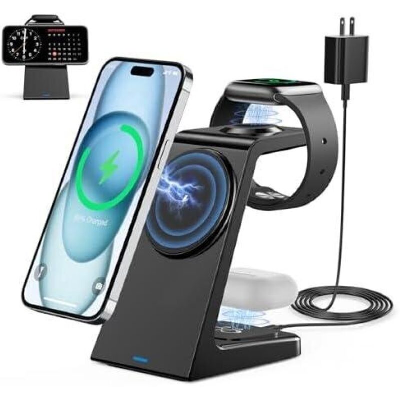 Three-in-One Wireless Charging Station for Apple Devices, 20W Magnetic, 58% OFF