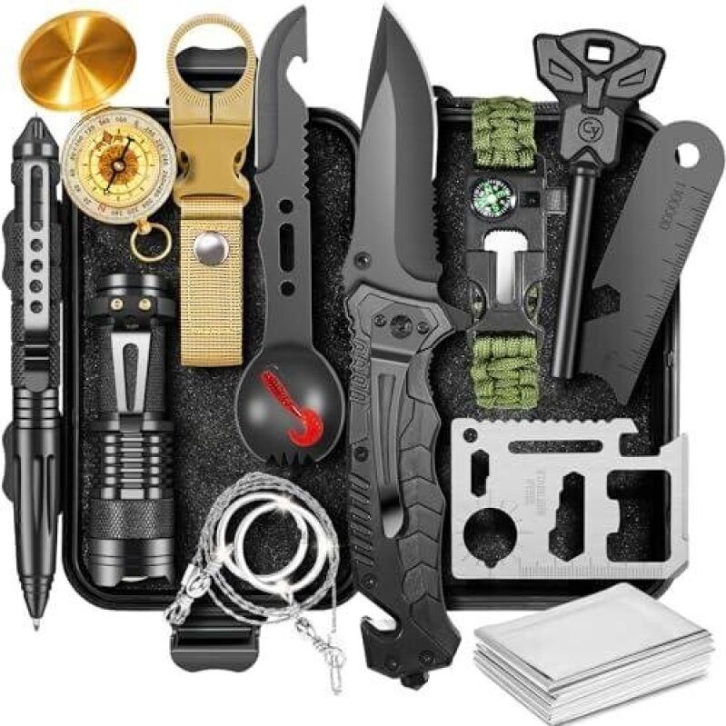 Multi-Functional Outdoor Survival Kit for Men - 14 Essential Tools