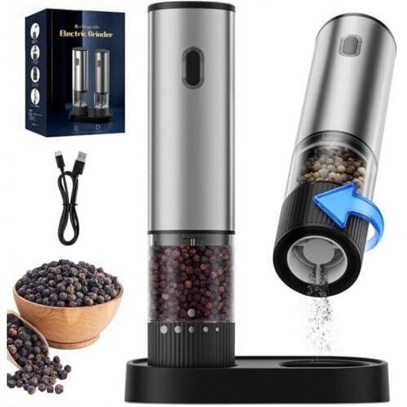 Electric Pepper Grinder with USB Charging and Adjustable Settings - 40% Discount