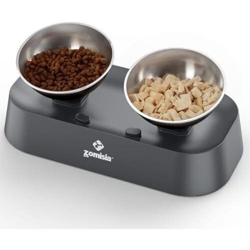 Adjustable Cat Food Station with Dual Bowls - Spill-Proof and Non-Tip Design