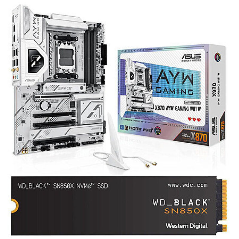 High-Performance ASUS X870 AYW Gaming WiFi Motherboard with 1TB WD_BLACK SN850X SSD