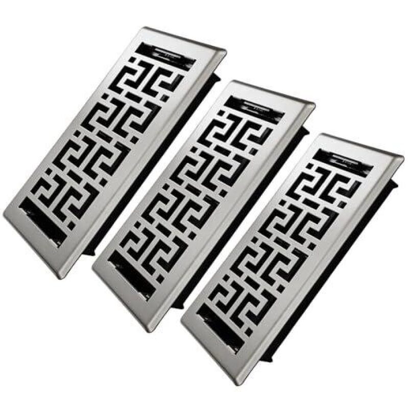 Elegant 4x10 Inch Stainless Steel Floor Vents - 3 Pack