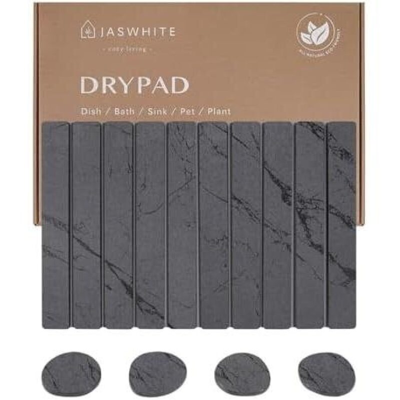 JIASWHITE DryPad Set - 4-Piece Folding Silicone Soil Drain Mat for Kitchen, Bath, Sink, Pet, Plant