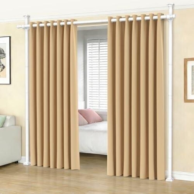 No-Drill 4-10ft Adjustable Sliding Curtain Rod - 50% Off