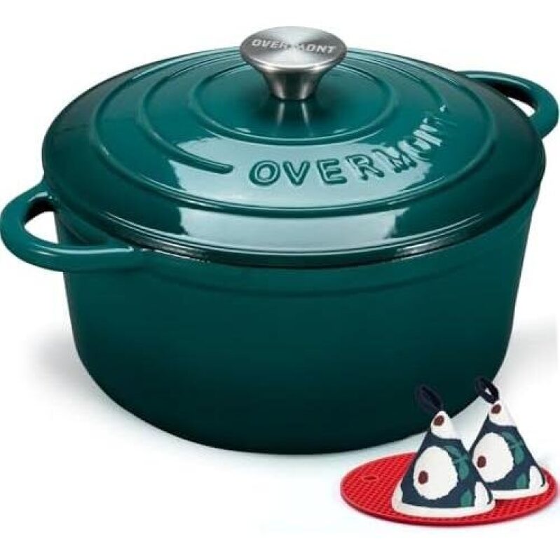Overmont Enameled Cast Iron Dutch Oven - 5.5QT with Free Gift