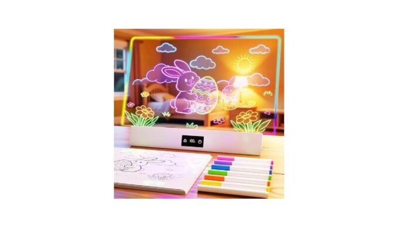 Rechargeable LED Drawing Board for Kids - 16-Inch, 8 Colors, 3 Dynamic Modes