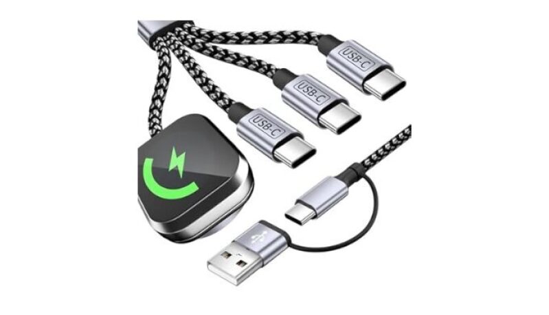 3 Type-C Ports 4 in 2 Charging Cable for Apple Watch and iPhone 17