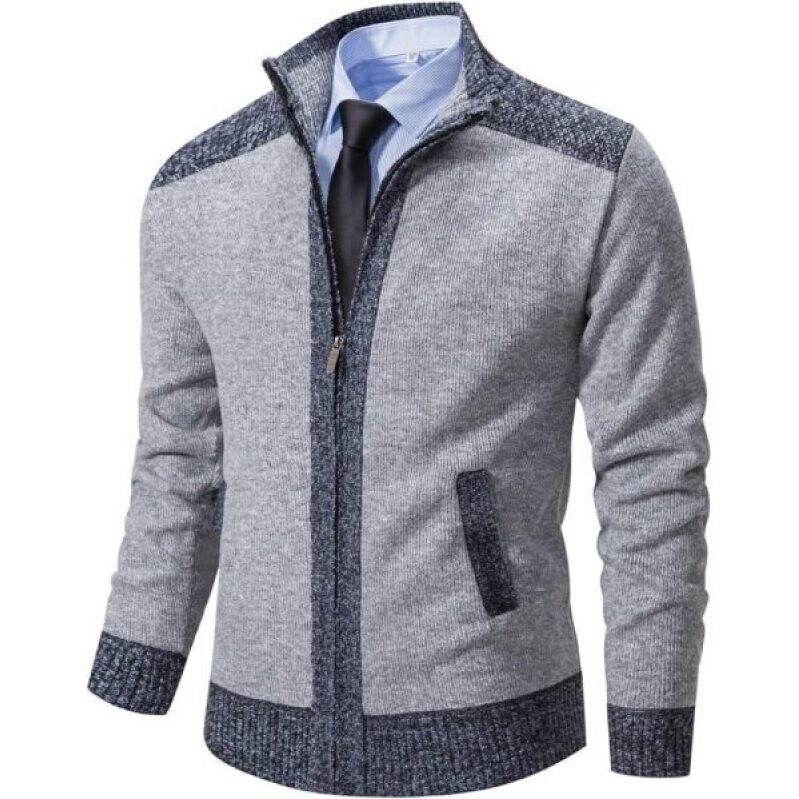 Msmsse Men's Knit Cardigan Sweater Jacket Full Zip Light Gray US Size 2XL -56% Off