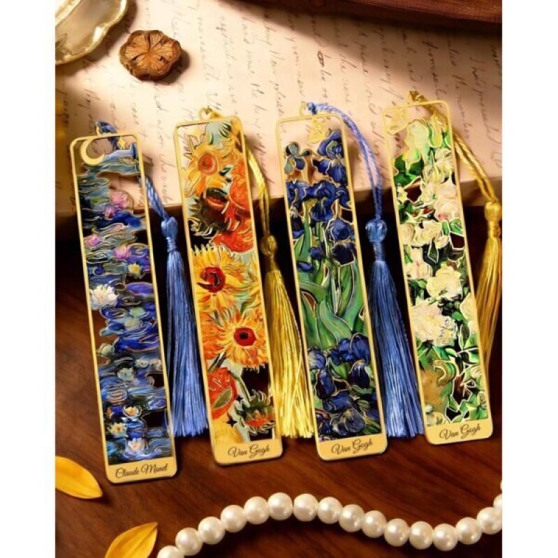 HOMTEK 4-Piece Metal Bookmark Set with Tassels, Van Gogh and Monet Art Bookmarks -75% Off